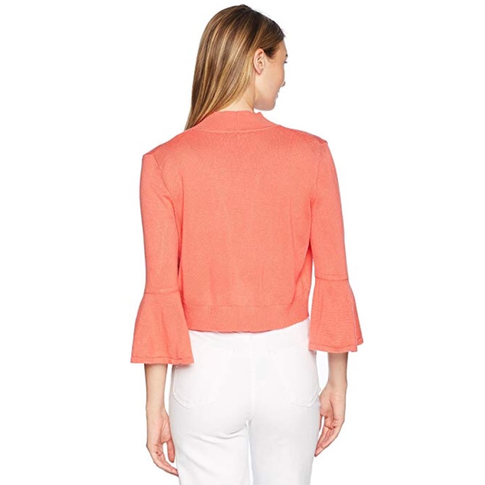 Coral 3/4 Bell Sleeves Cardigan Shrug - Picture 2 of 2